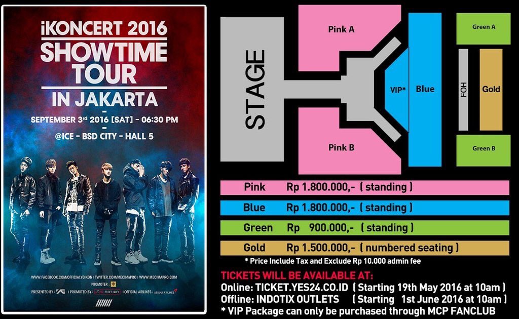 KoreanUpdates's tweet image. 1 hour to go for online sale of #iKONCERTinJakarta. Remember that online and offline has a different ticket quota.