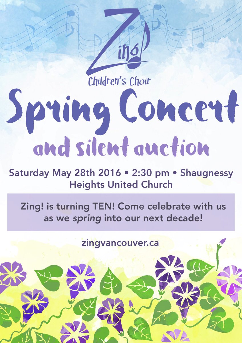 Zing! 10th Anniversary Spring Concert is May 28th at 2:30pm at SHUC, see you there!