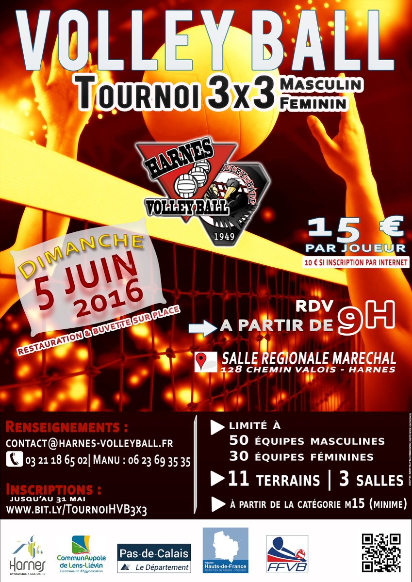 Harnes Volley Ball vous propose un Tournoi 3x3 Dimanche 5 Juin 2016 !