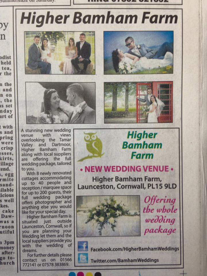 Our advertorial this week <a href="/ThePostSeries/">Post Series</a> <a href="/StMellion1/">St Mellion Flowers</a> <a href="/LowenBridal/">Lowen Bridal</a> <a href="/DParishMensWear/">David ParishMenswear</a> @BamhamFarm