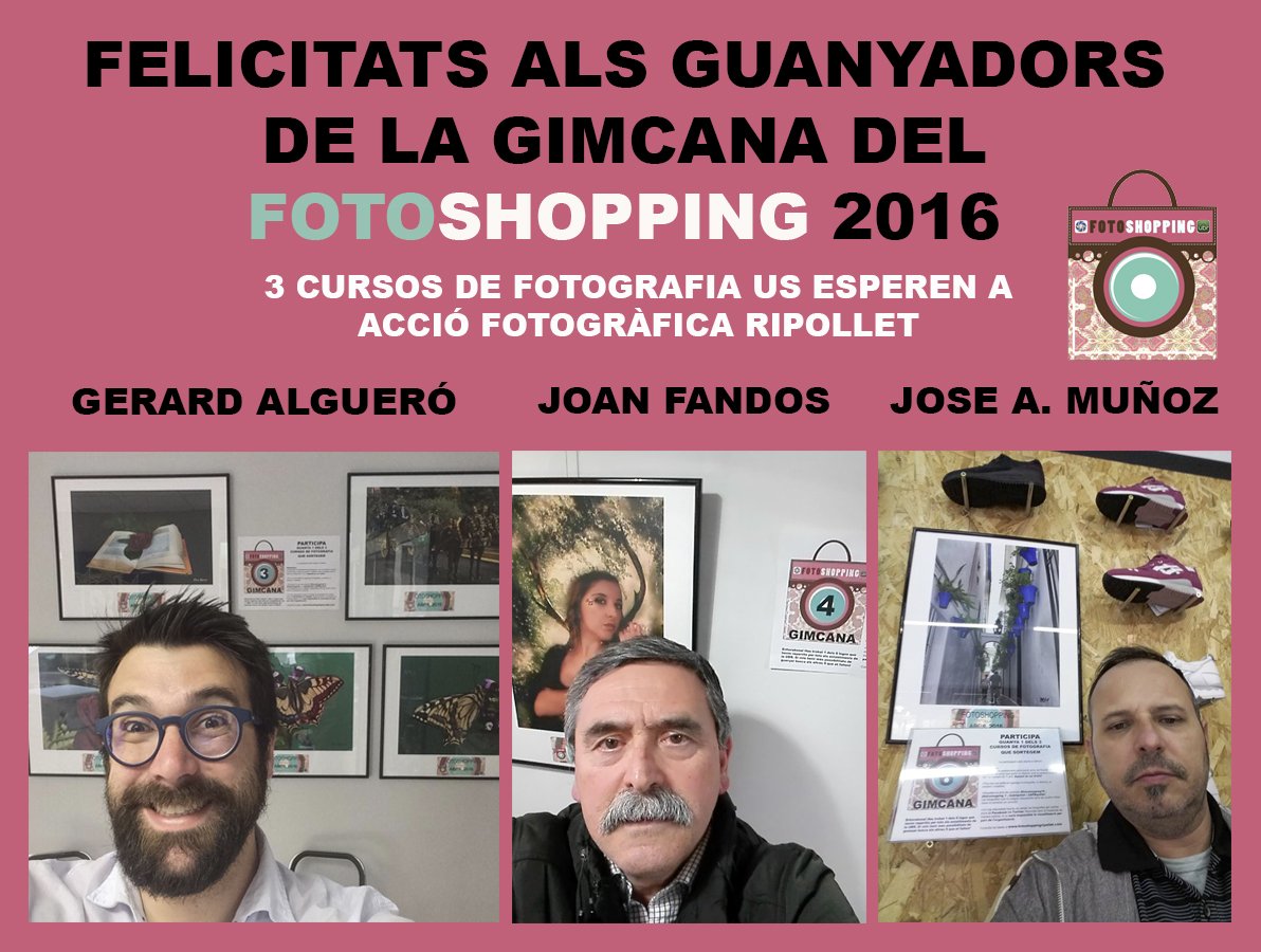 Ja tenim els GUANYADORS de la GIMCANA del #FOTOSHOPPING 2016 #Ripollet <a href="/AFRipollet/">AFR</a> <a href="/ubripollet/">U Botiguers Ripollet</a>