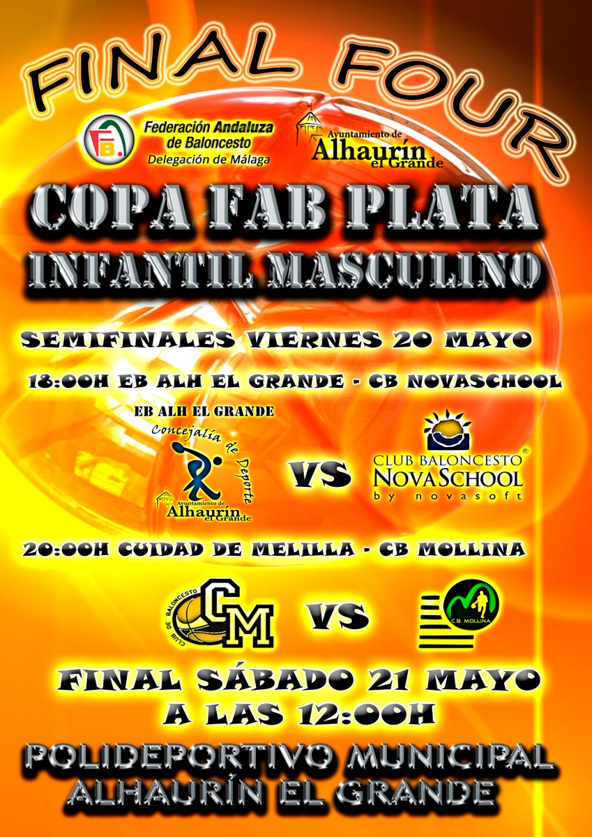 FAB_Malaga's tweet photo. La Final Four Infantil Masculino Plata se disputará en Alhaurín el Grande #F4InfMasPlata https://t.co/KvfGvQfNrt https://t.co/9XUUr4vY4h