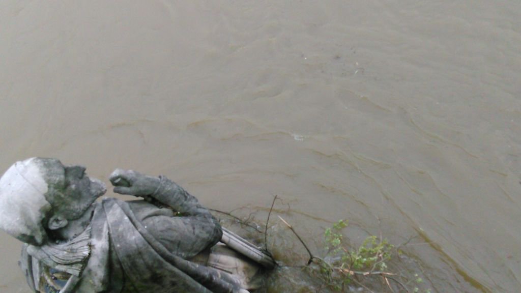 TwittoSeb's tweet photo. Le plus dur, c'est de passer les coucougnettes #CrueSeine #baignade #zouave #pontAlma https://t.co/i4TyeLEb8b
