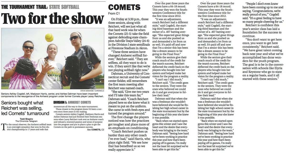 SteeleComets's tweet photo. State Softball Preview from @ElyriaCTSports of @SteeleSoftball. #SeeYouInAkron #GoComets https://t.co/W9Lo5VXUM3
