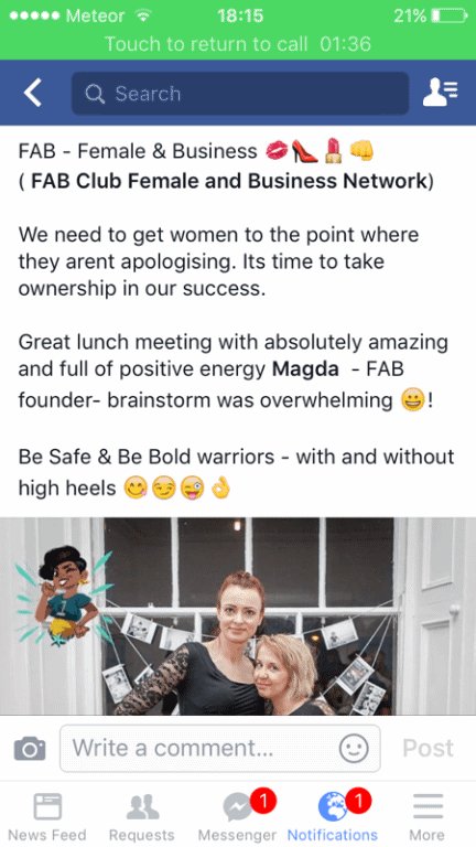 m_marchewka's tweet photo. this just happened: I'm on Facebook even when I am not! Thank you Kania 😘👠💪 #FABwomen #womenwarriors #BeBraveBeFAB https://t.co/gZISdDAzo7