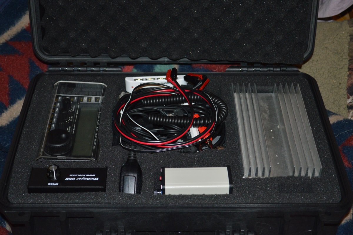 WPrecht's tweet image. My KX3 radio with accessories all in my new MCM weatherproof ki: Amp, key, UR22, cables. #mcmcases