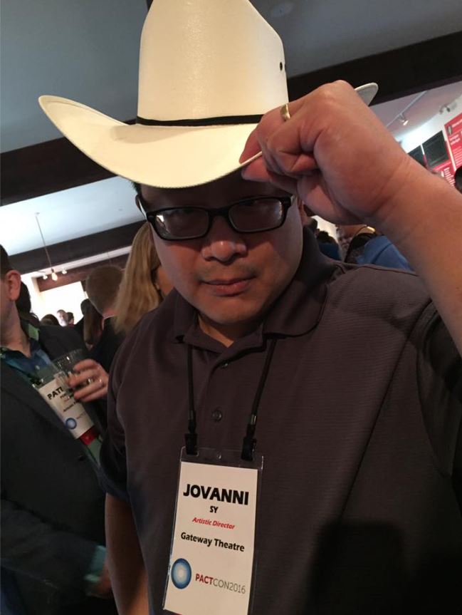 GatewayThtr's tweet photo. #TBT #PACTCON2016 @Gateway_Theatre AD #JovanniSy does #cowtown in a Stetson #cdntheatre #buildingbridges #wheninrome https://t.co/TF22s6a6x6