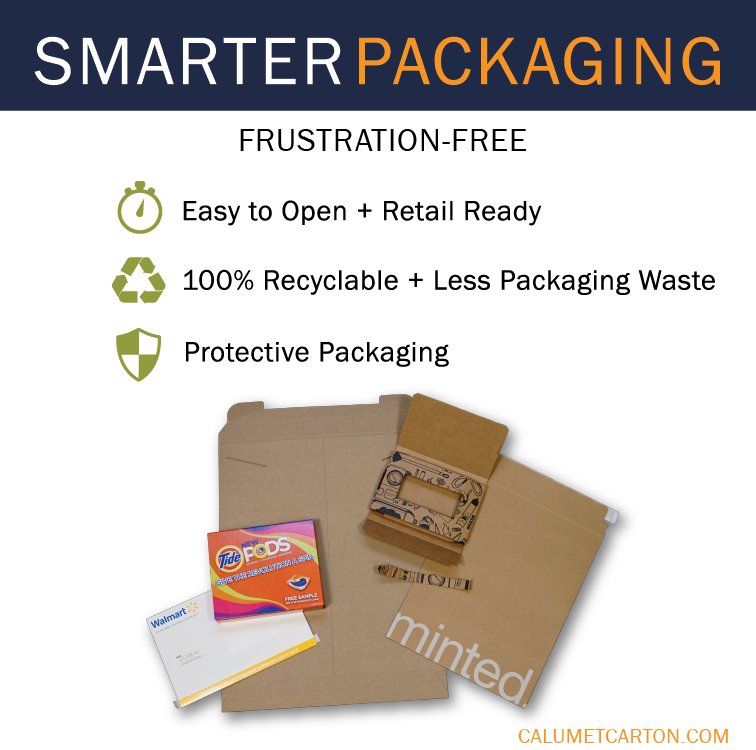 CalumetCarton's tweet photo. Calumet Carton has the answer for Frustration Free Packaging! Visit us at Booth 2142 next week at #IRCE16. https://t.co/ZfZJdFTMF8