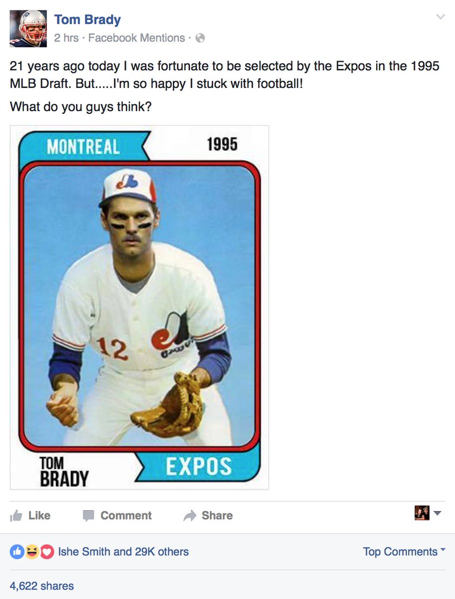 theScore on X: 'Former Montreal Expos draftee Tom Brady happy he 'stuck  with football.'   / X