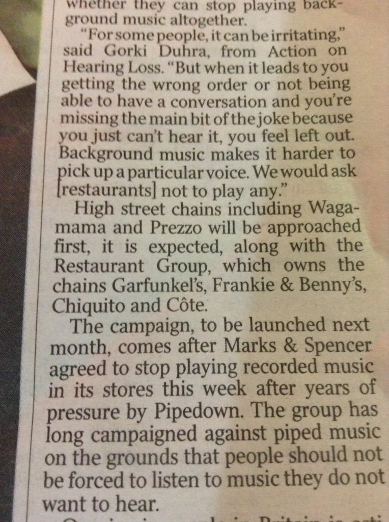 Simoncitizen's tweet image. #TheTimes #ActionOn HearingLoss #PipeDown Did #reflective surface #Restaurant #InteriorDesign lead to playing #music