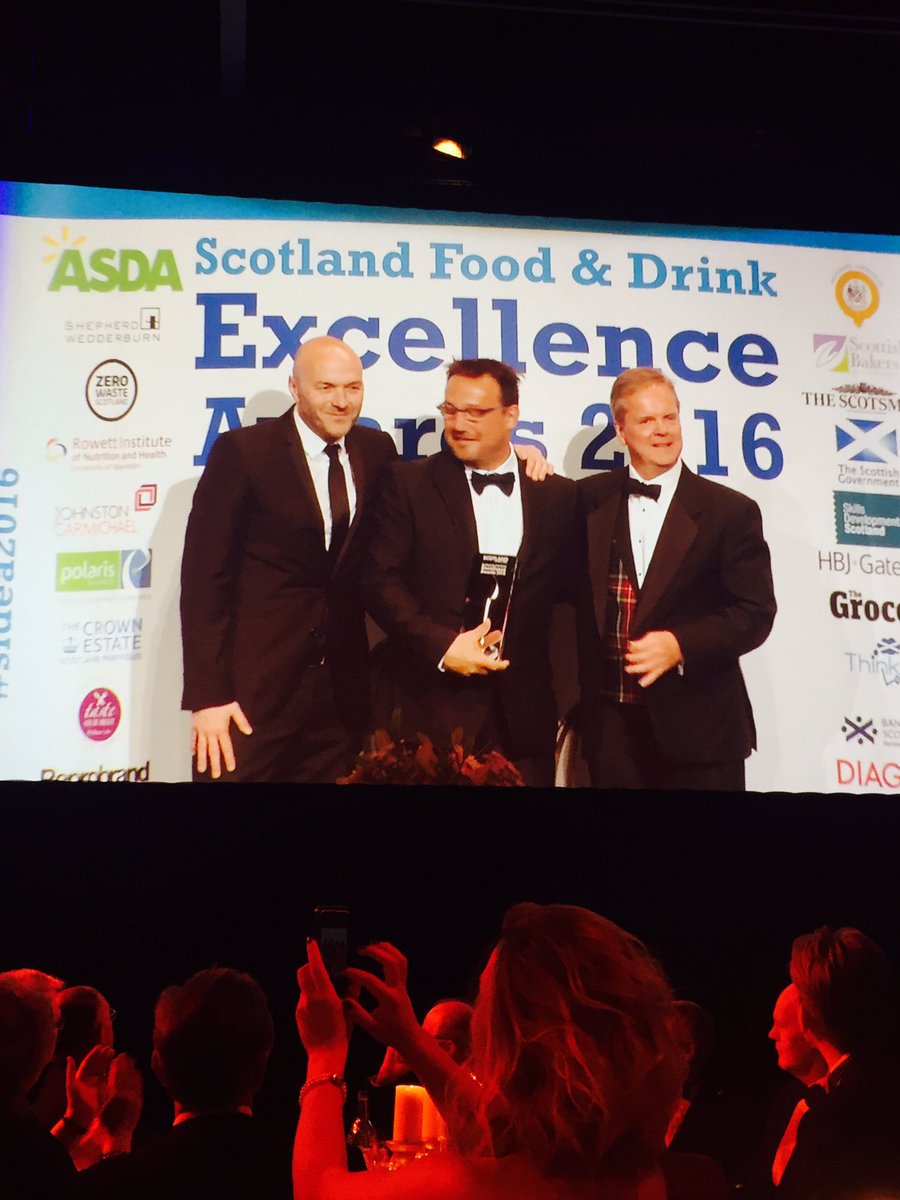TasteComms's tweet image. The reader award from our media partner @TheScotsman  for food pioneer goes to our brilliant client @fredecosse