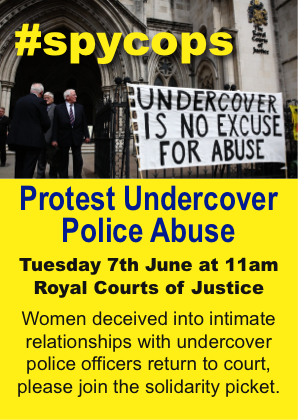 Women deceived into intimate relationships with #spycops back in court 7 June. Join protest: policespiesoutoflives.org.uk/june7thpicket/