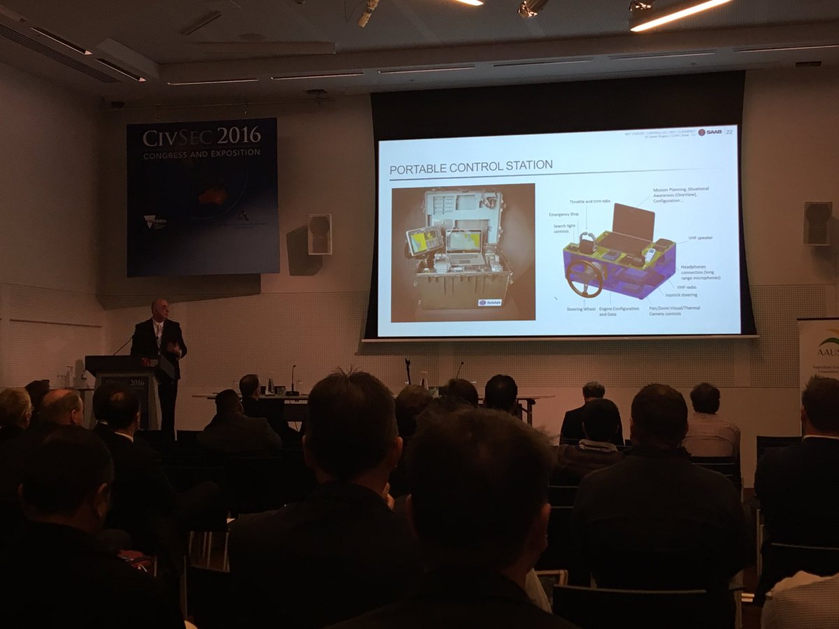 nasahraca's tweet photo. Dr Derek Rogers of @Saab is talking re #autonomous systems for #maritime security domain @ #CivSec2016 https://t.co/UnckzHzw1B