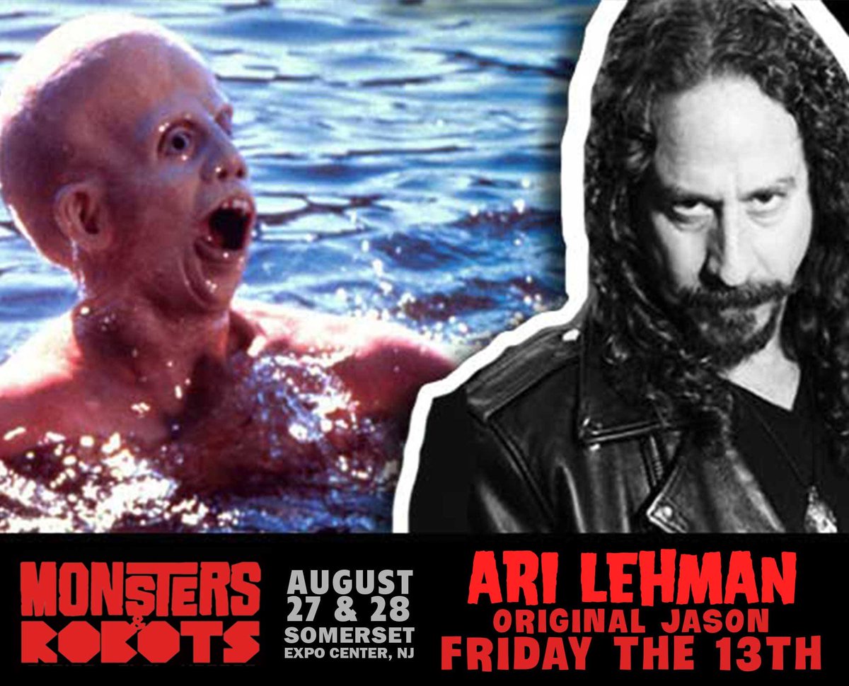 monsters_robots's tweet photo. Meet Ari Lehman at Monsters and Robots Con Aug 27 &amp; 28 @FIRSTJASON #Fridaythe13th https://t.co/Bw9BS905lD