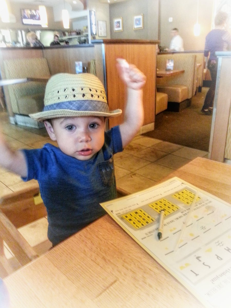 When you get free crayons at the restaurant... victory! #TinyTom #fedora