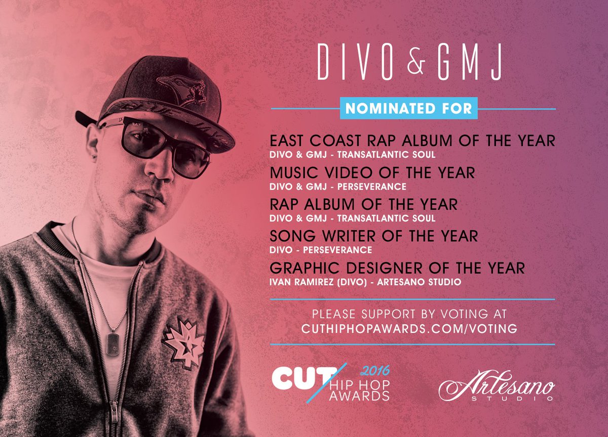 Myself and <a href="/GMJmusic/">GMJmusic</a> received 5 #nominations at this years #cuthiphopawards. Pls vote. Visit cuthiphopawards.com/voting