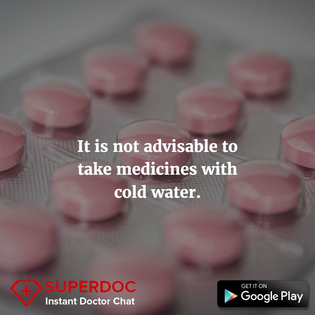 superdocapp's tweet image. It is not advisable to take #medicines with cold..
Get more #healthtips.
Download superdoc: buff.ly/1RImuwq