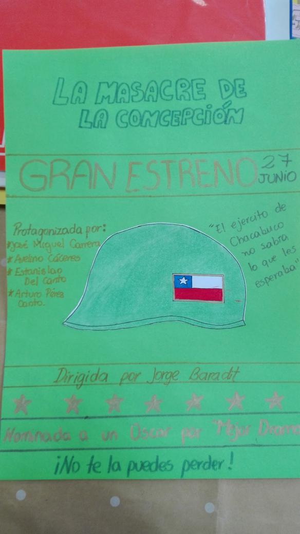 AndreaJaraS's tweet photo. Oye @baradit trabajé Los corazones de los soldados de la concepción en clases y mira los afiches de mis alumnos https://t.co/u2I1NS6dWE