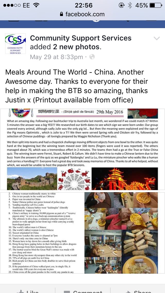 Our #Sunday club! Meals around the world #China. #Calderdale #disAbility #support #learningdisability