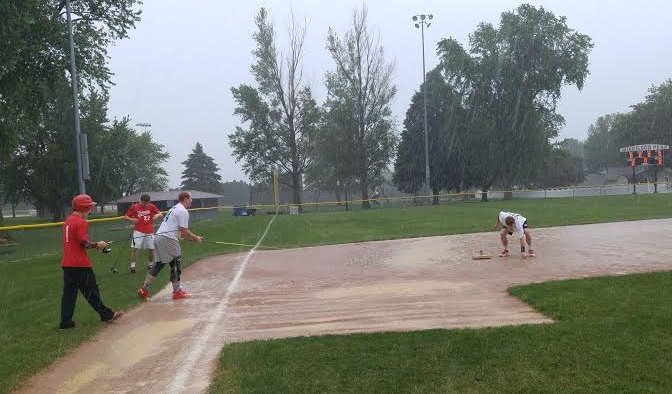 Did U catch anything @hoooperjr <a href="/CWCshorty/">Connor W. Cleveland</a> <a href="/tambrose47/">Trevor Ambrose</a> <a href="/Rgorms/">Ryan Gorman</a> in the rain delay? Only in New Hampton..&amp; we love it!