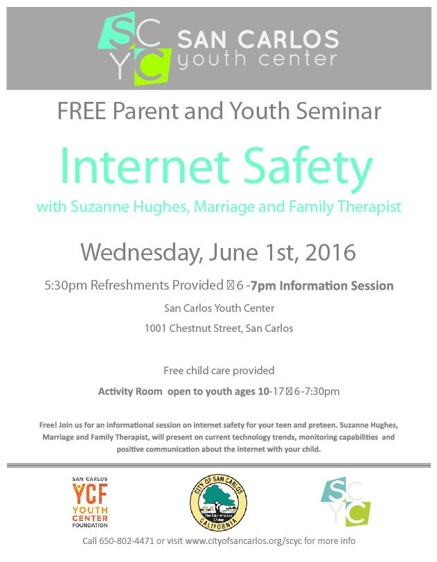 SCParksandRec's tweet photo. FREE internet safety seminar tomorrow night at SCYC! Refreshments and free childcare! https://t.co/nXyS9CeFG7 https://t.co/BEVm02Z3xg