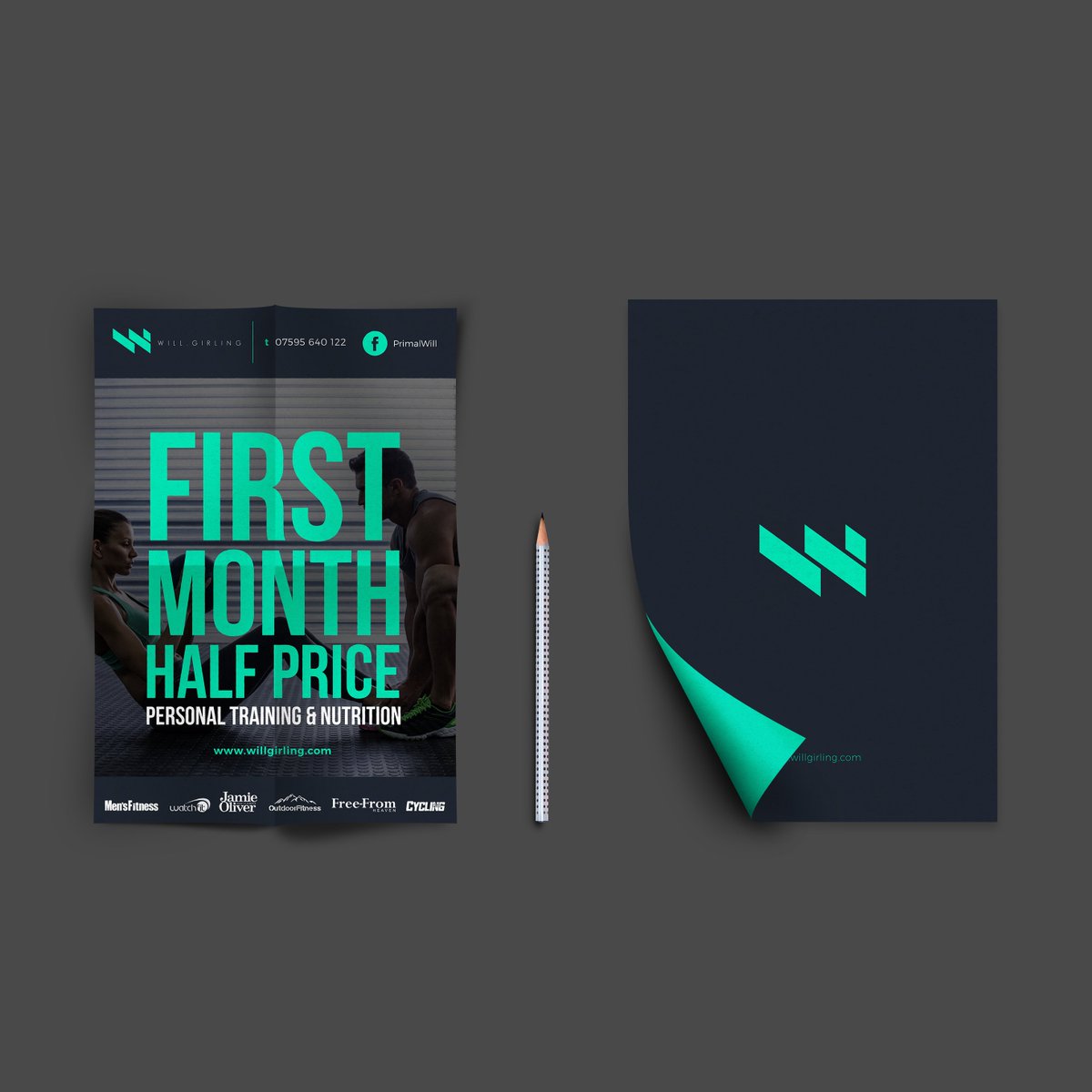 FunkeDesigns's tweet image. Design with class... print with an impact. @PrimalWillG #logo #branding #design #print #advert #gym #fitness