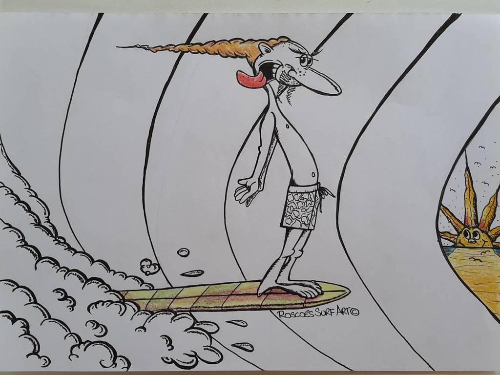 #longboardstuff from: roscoes_surf_art | Relax, It's Longboard Lenny.😎😎😎 #surfart #surfartist #oceanart #surfsup #w…