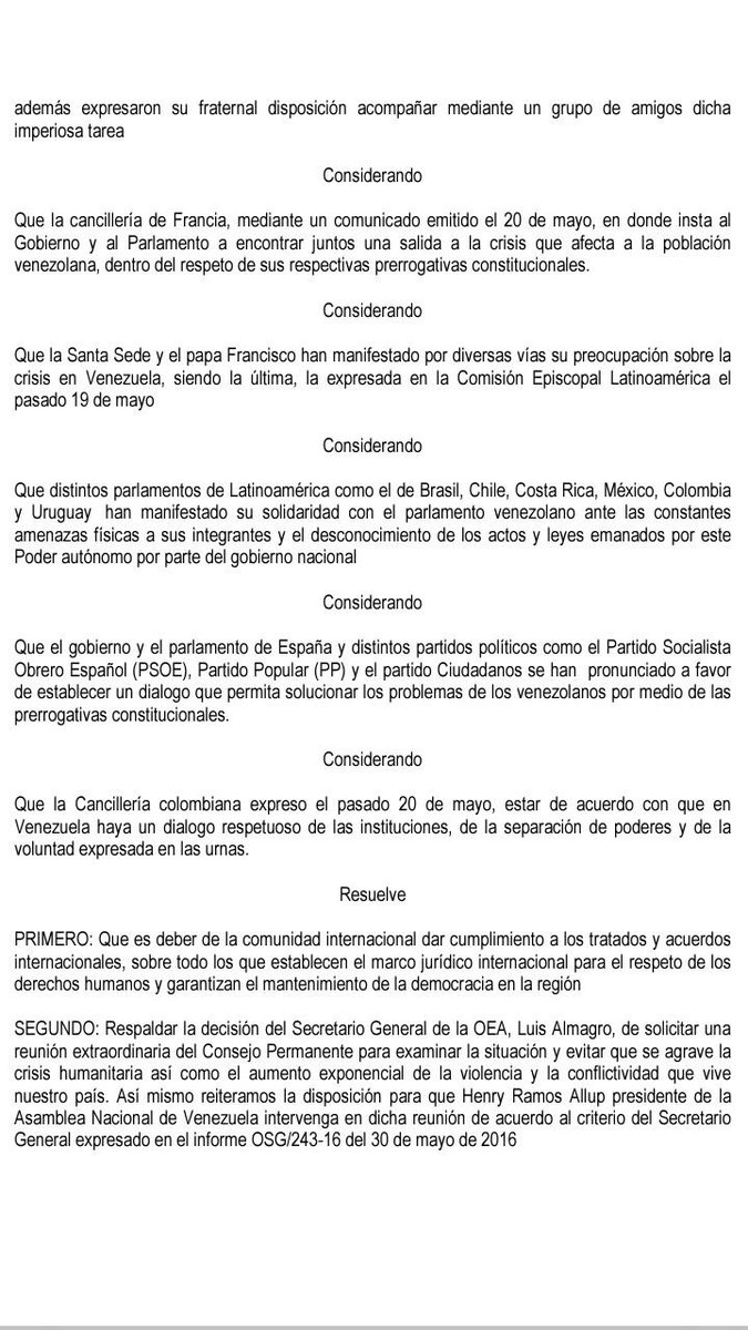 LuisFlorido's tweet photo. Asesor Com Pol Ext. @carlosvecchio entregará a @Almagro_OEA2015 Acuerdo d la AN respaldando acciones en apoyo a Vzla https://t.co/6QLnb3To7T