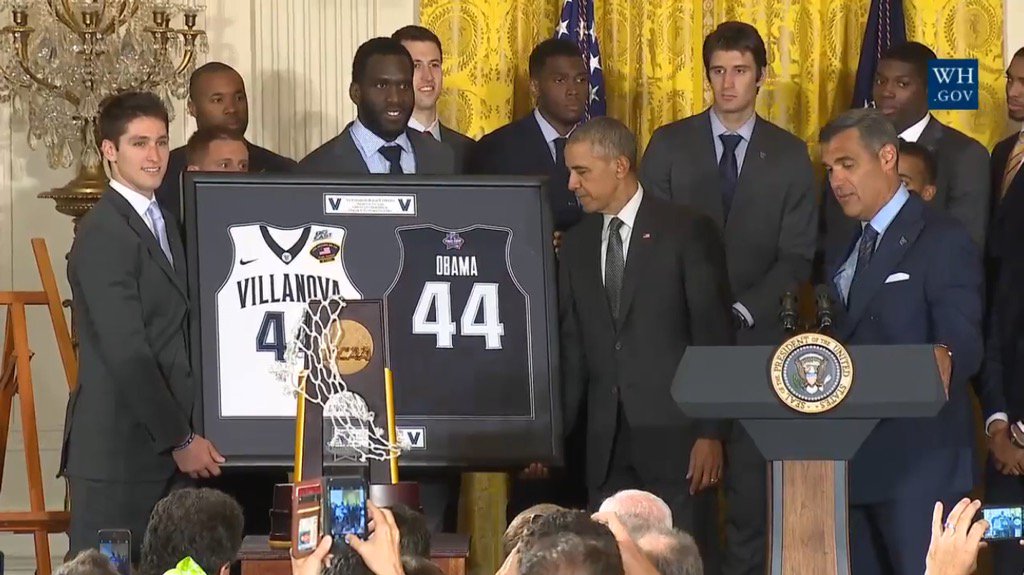 Blair '16 Tim Delaney at the White House today with his National Champion Villanova Wildcats.