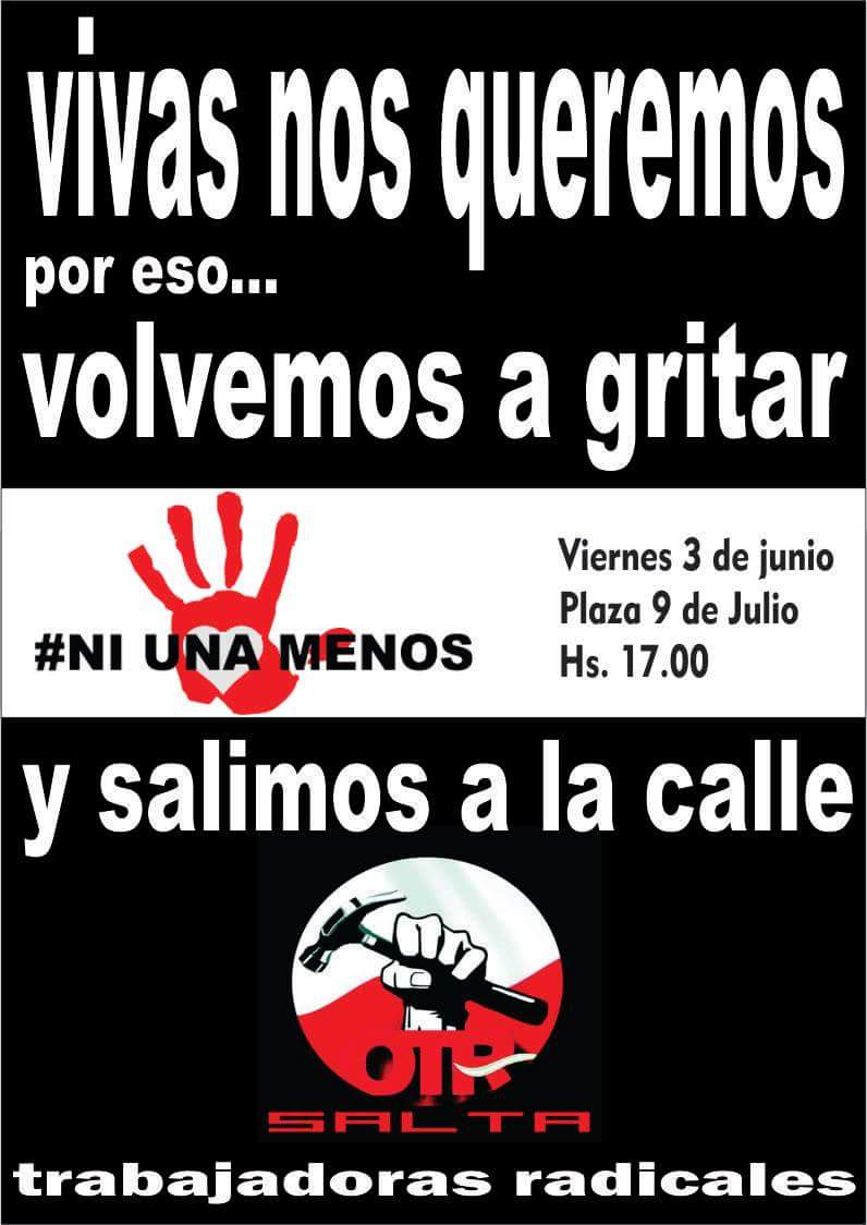 otrsalta's tweet photo. #NiUnaMenos Viernes 3 de Junio Hs.17.00 Plaza 9 de Julio.Salta https://t.co/8r1qRsUr3w
