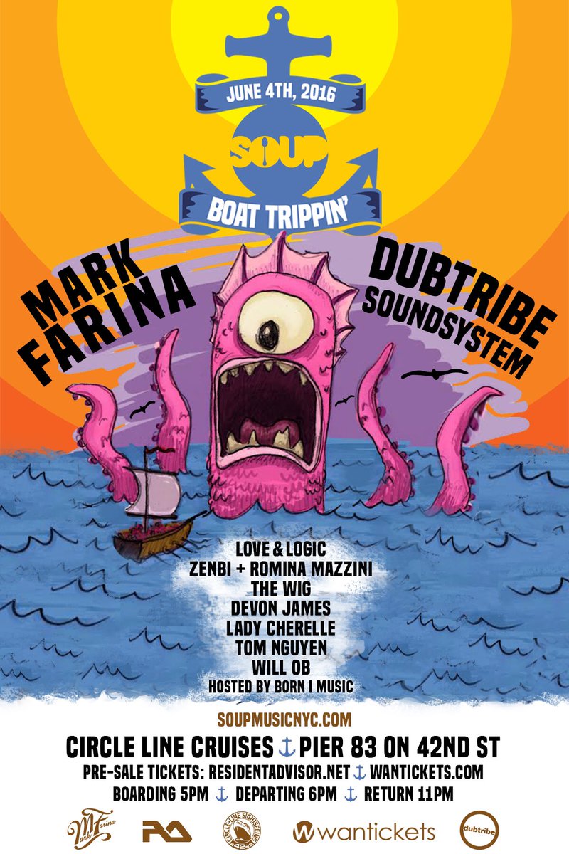 Saturday we boat w/ <a href="/djmarkfarina/">Mark Farina</a> <a href="/dubtribe/">Dubtribe</a> <a href="/LoveandLogicNYC/">Chris Love/AB Logic</a>  
TIX: residentadvisor.net/event.aspx?838…