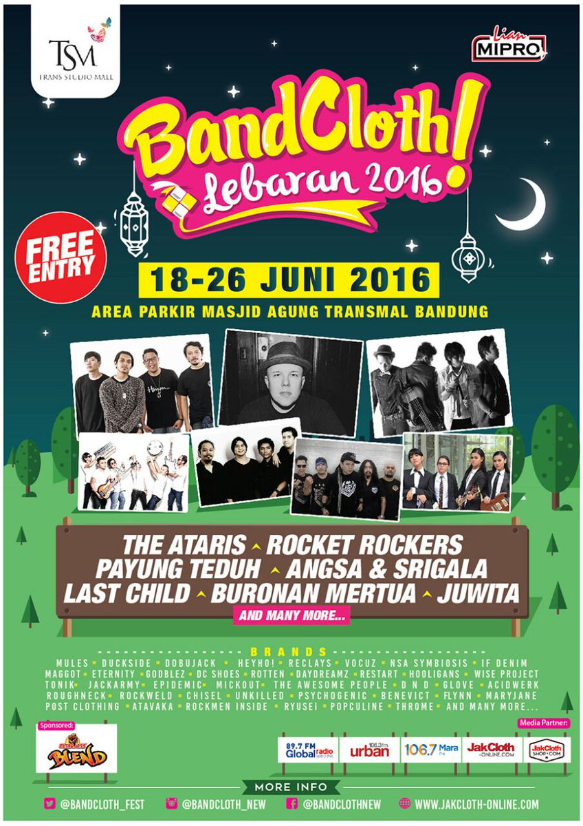 Bandcltoh Lebaran 2016
18-26 Juni 2016, Area Parkir Masjid Agung Transmall Bandung! Free Entry!
<a href="/BandCloth_Fest/">Info_JakCloth</a>