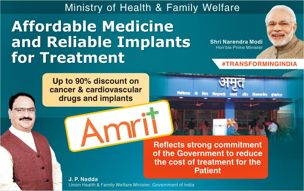 JPNadda's tweet photo. AMRIT outlets are an important step in reducing catastrophic out-of-pocket expenses. #GaribonKiSarkaar https://t.co/Pho5vjjEaY