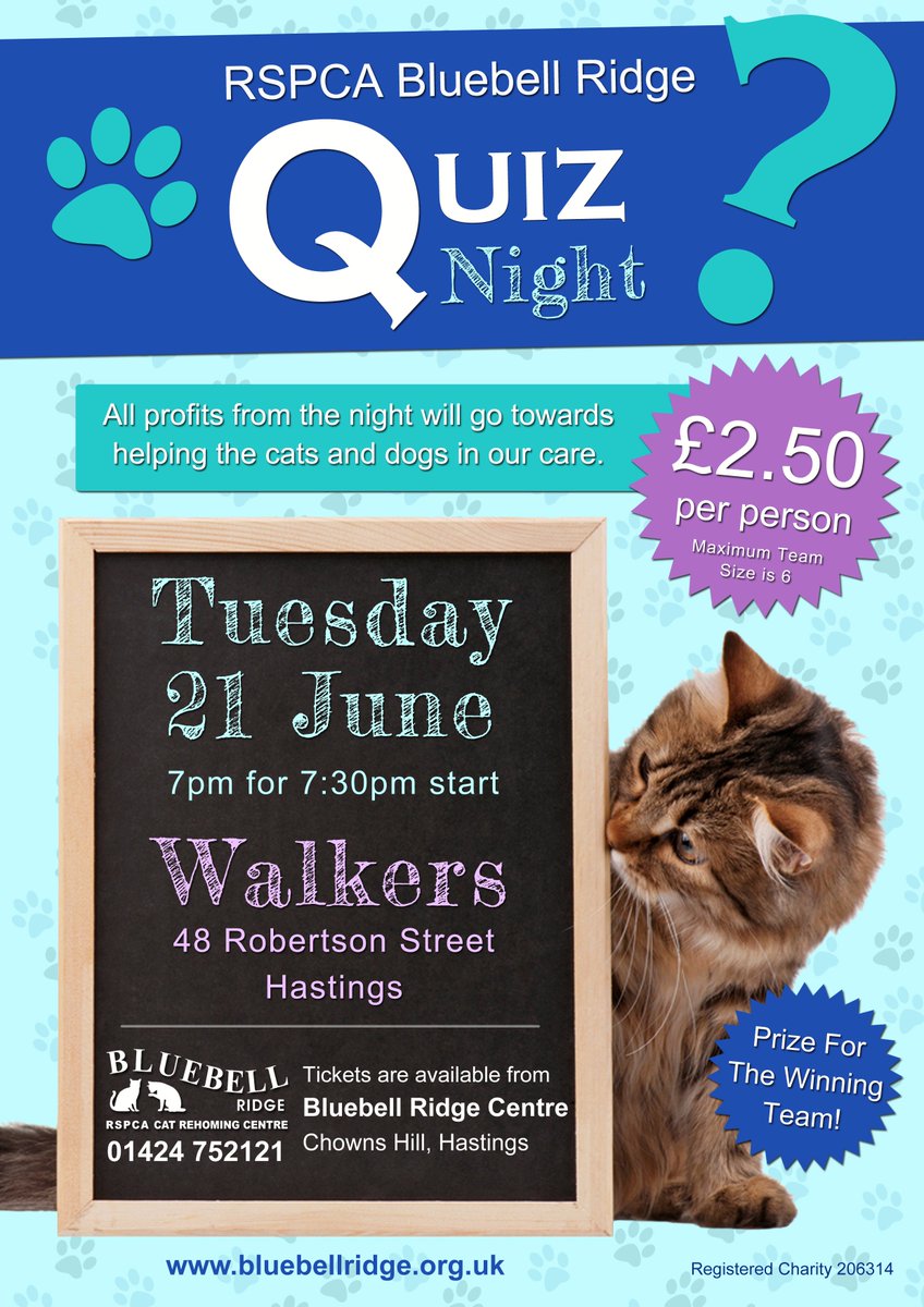 Tickets are now on sale for our #QuizNight at <a href="/walkersbars/">Walkers</a> on Tuesday 21 June: goo.gl/opL8vl #Hastings