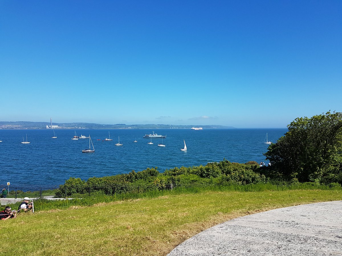 View from Grey Point Fort with #HMSRamsey and #HMSRaider surrounded by boats #IrishSailor