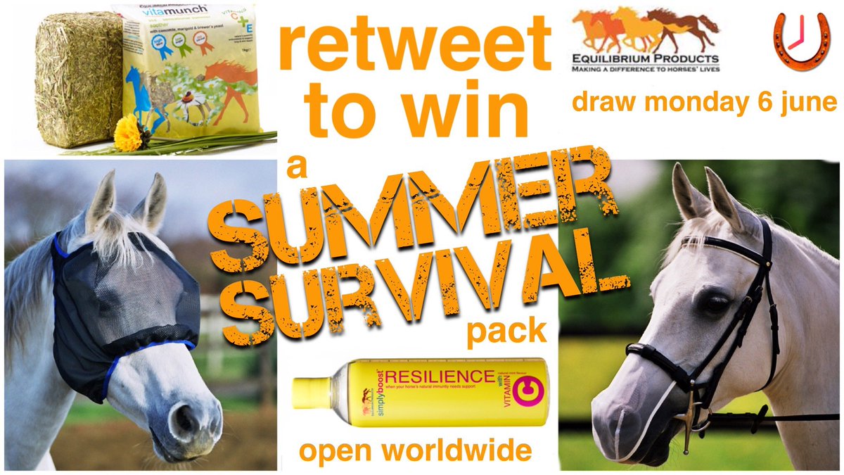 HorseHour's tweet photo. Retweet &amp; follow @EquilibriumProd to be in the draw to WIN their Summer Survival pack! Draw at #HorseHour June 6..! https://t.co/pHqtxG1XAo
