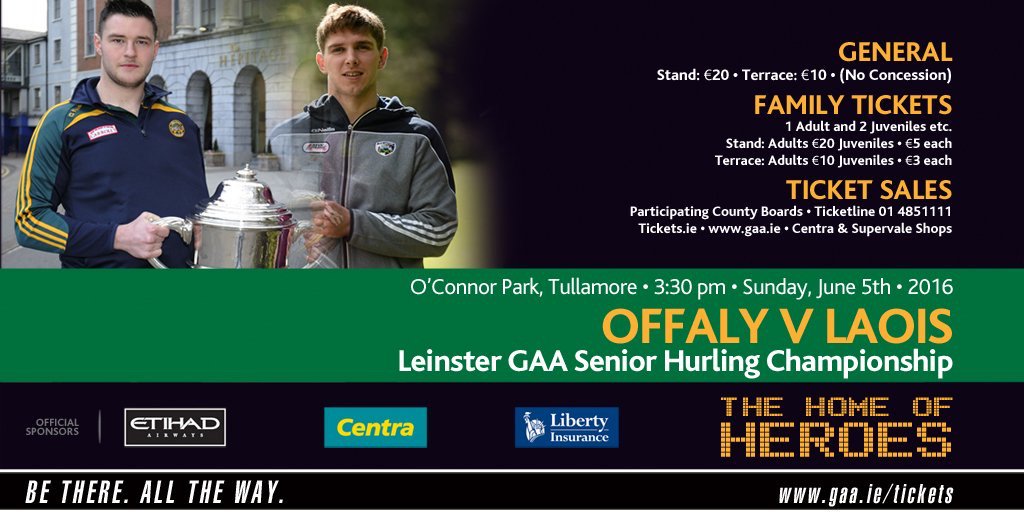 Offaly GAA with <a href="/gaaleinster/">Leinster GAA</a> have free tickets to this Sundays game in O'Connor Park @ 3:30pm.  RT to enter