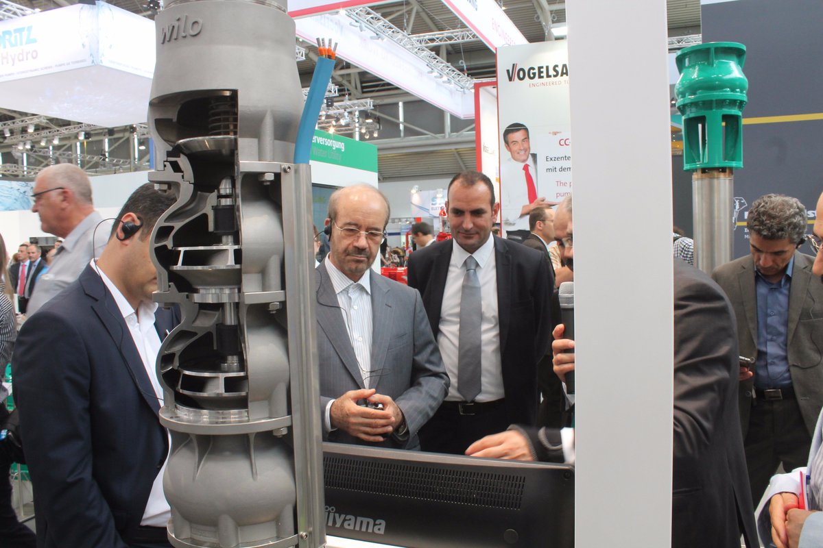 WiloNederland's tweet photo. Deputy Energy Minister of Iran Mr. Sattar Mahmoudi during his visit to Wilo booth at IFAT 2016, Munich. #beyondpumps https://t.co/S52T3yysa9