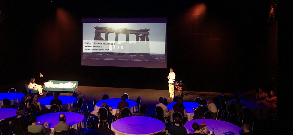 auchenberg's tweet image. First speaker: @wiumlie, The inventor of  CSS. #cssconfno
