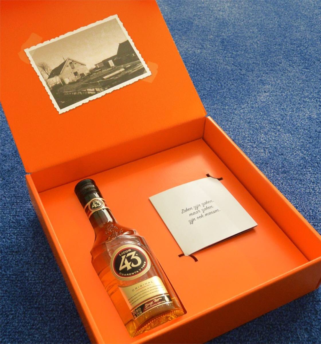 Wij bestaan 43 jaar. Daarom ontvangen onze relaties deze dagen een toepasselijk cadeau <a href="/Licor43_nl/">Licor 43</a>