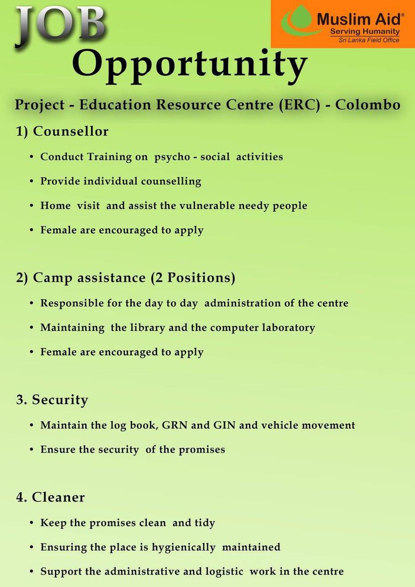 ERCSMS's tweet image. JOB OPPORTUNITY ON MUSLIM AID