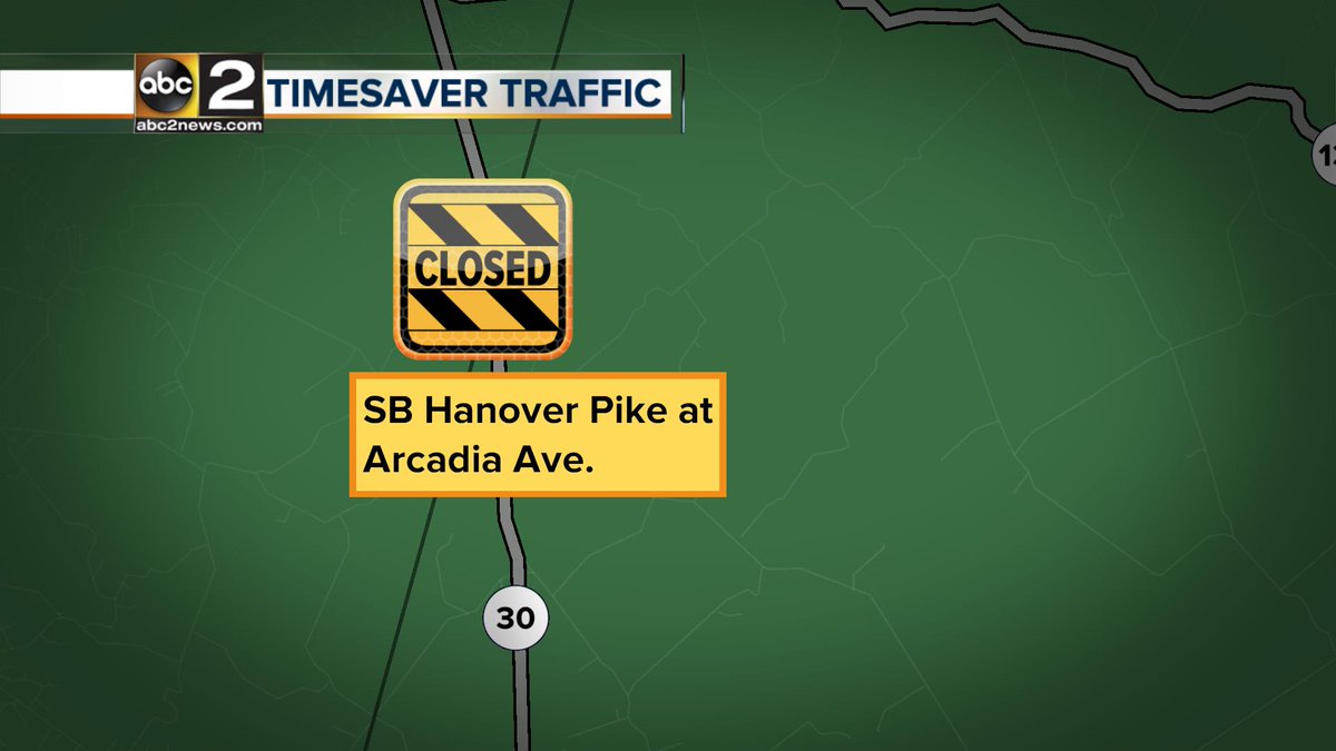 MarylandTraffic's tweet photo. UPDATE: Crash shuts down SB Hanover Pike@ Arcadia Ave. SB travel alternating in NB lanes. #Upperco #BaltimoreCounty https://t.co/Cn5QdOY936