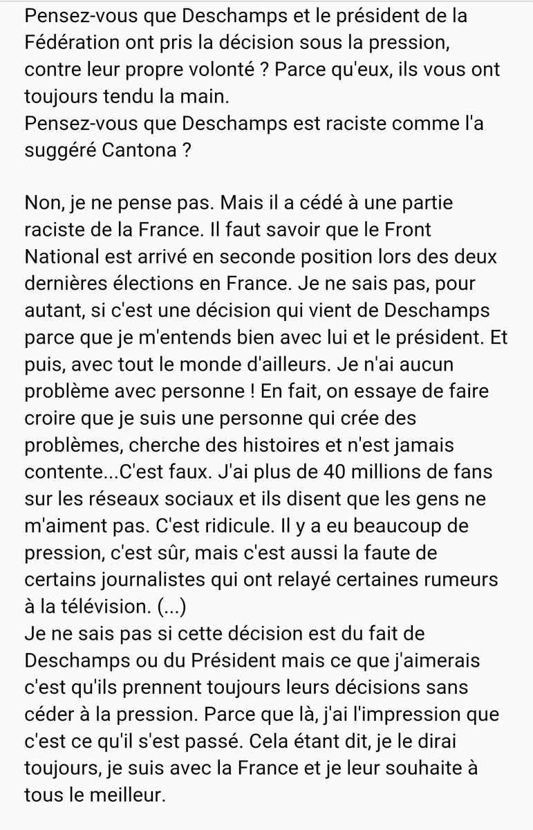 Benzema : «Didier Deschamps a cédé à la pression d'une partie raciste de la France» Cj2hIilXIAUnJ9N