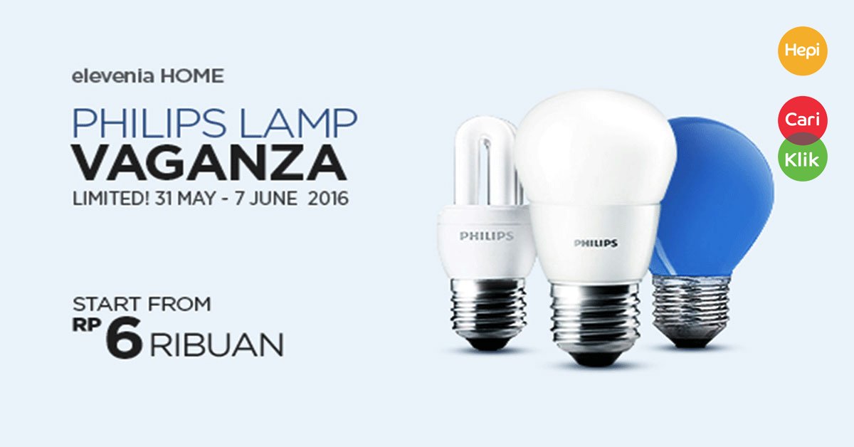 eleveniaMom's tweet photo. 📣 Philips Lamp Vaganza, harga mulai 6ribuan aja. Beli murah+hepi hanya di elevenia klik link➡https://t.co/KjmGptqyAJ https://t.co/QttbajIe5H