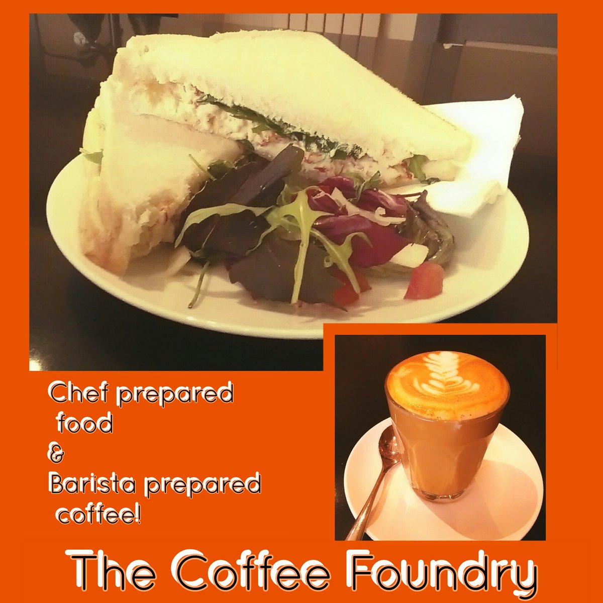 Crayfish &amp; rocket sandwich! Cheeky #cortado #coffeelovers