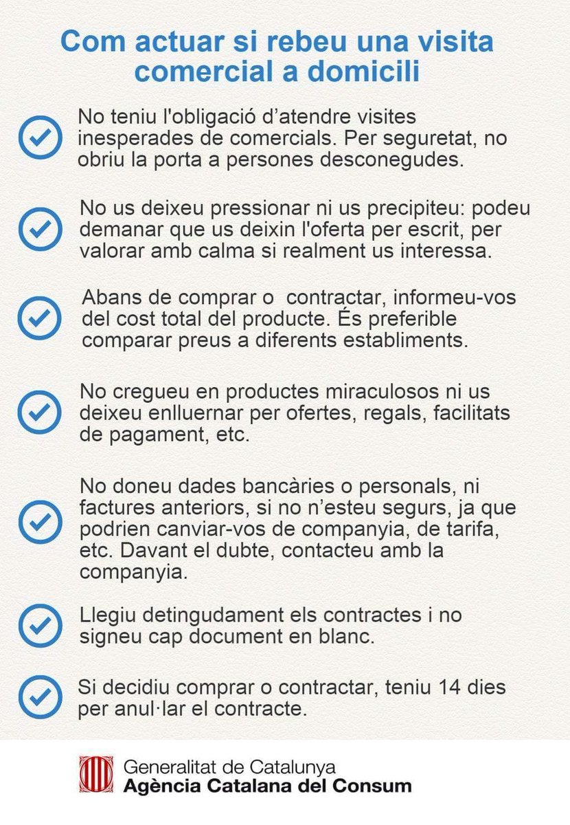 Com actuar si rebeu una visita comercial a domicili #Consells <a href="/consumcat/">Consum</a>