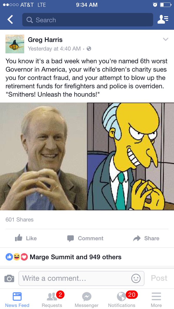 WindyCityTimes's tweet image. Nice Facebook post by state Rep Greg Harris. So true. Rauner anti union fight blinding him to need for budget