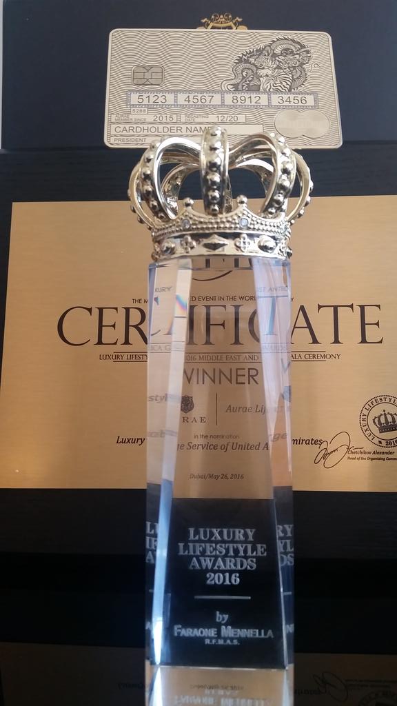 Aurae wins best concierge in the Middle East. #Luxurylifestyleawards