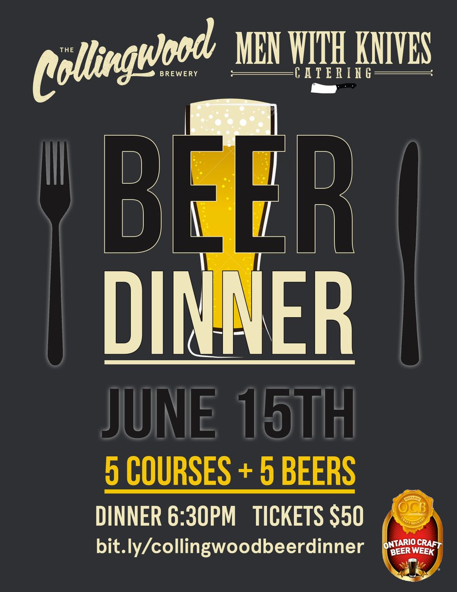 CollingwoodBeer's tweet photo. #Collingwood Beer Dinner June15 #OCBWeek16. Tickets just $50
https://t.co/PN5HUtDlyK @OntarioBevNet @menwithknives https://t.co/L7lIFwBVhU