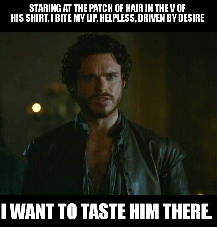 I know many ladies in the realm were particularly fond of the Young Wolf. #50ShadesOfThrones #50ShadesofChestHair